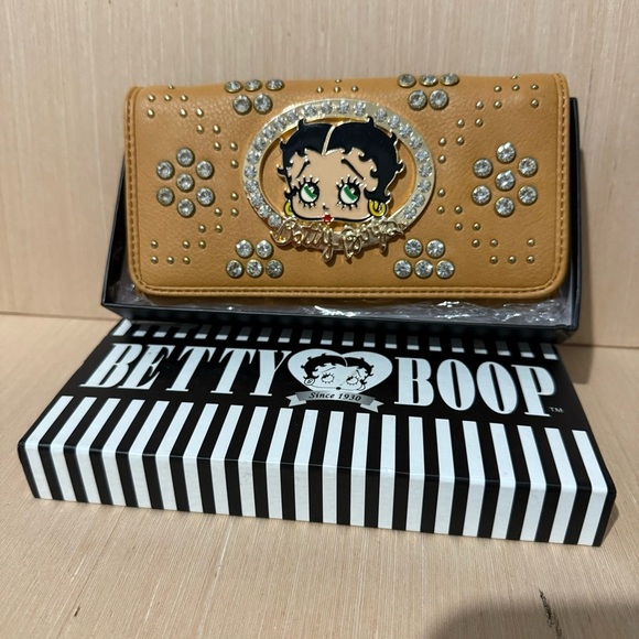 Betty Boop Handbags - Betty Boop 2015 Rhinstone Studded Brown Wallet Tri-Fold Brand New Never Used!!